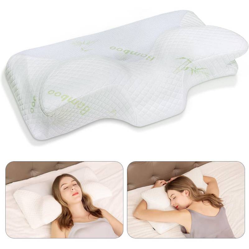 1 almohada cuadrada para dormir de lado, almohada de espuma viscoelástica,  soporte para cuello y hombros para relajarse, almohada de cama rectangular