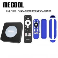MECOOL - Mecool KM2 Plus Android TV 11 + Funda protectora para mando (AZUL)