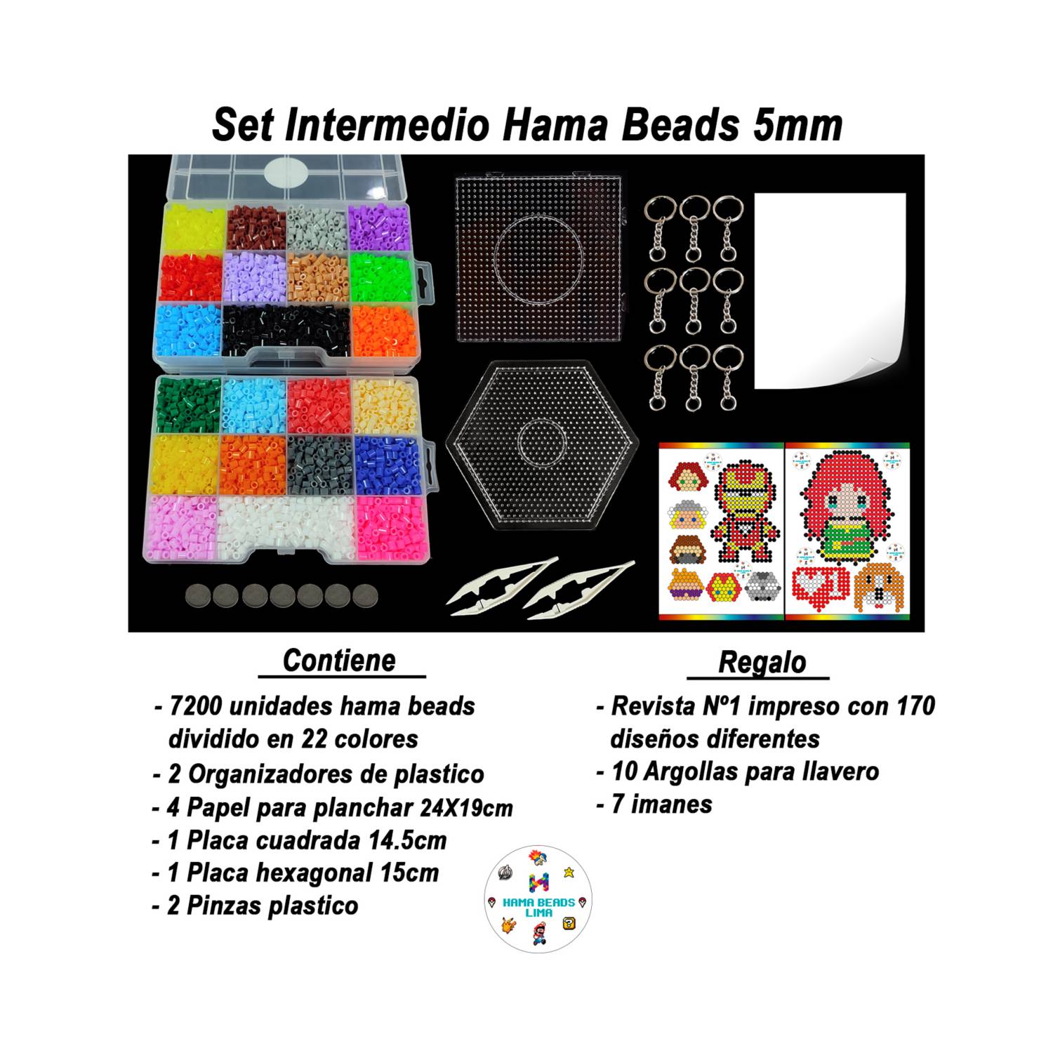SO BEADS Set 4 Placas Cuadradas para Hama Beads 5mm