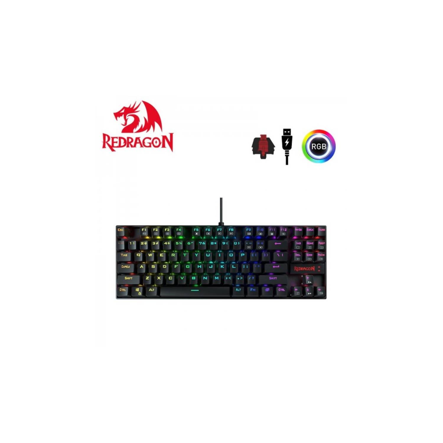 Teclado Mecanico Redragon Kumara K552RGB, Switches Rojo, Negro.