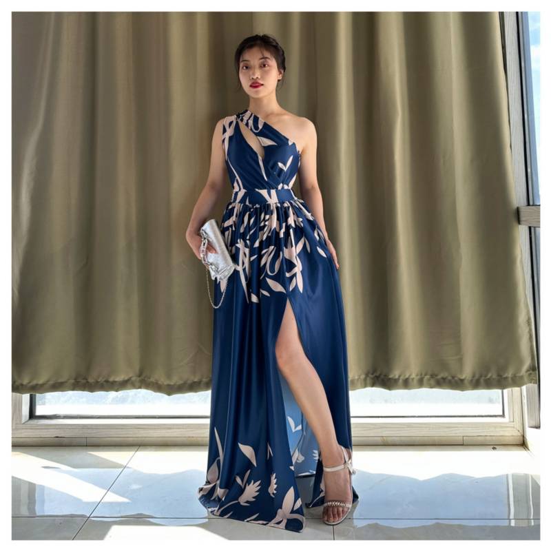 RINODERINA - Vestido casual para Fiesta-Elegante-Azul