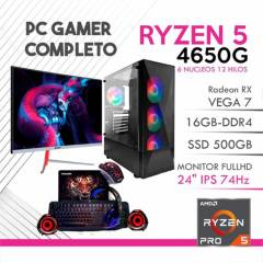 AMD - Pc completa amd ryzen 5 4650g - 16gb dual 3200mhz - 500gb m.2 - fuente real 500w
