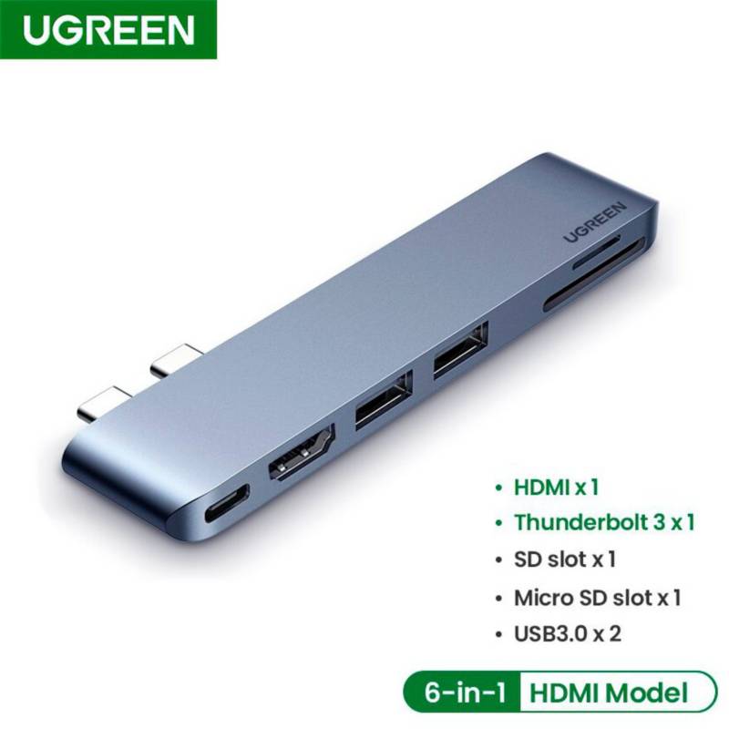 UGREEN - Adaptador ugreen 6en2 para mackbook pro air thunderbolt 3 hdmi 4k