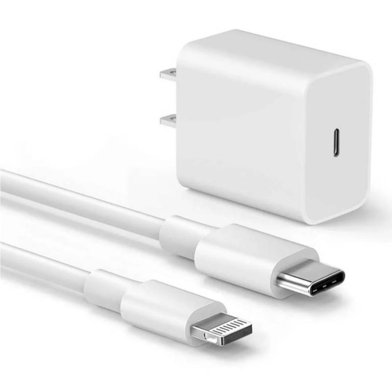 Cargador Rápido + Cable Lightning Compatible para iPhone iPad Apple 20W