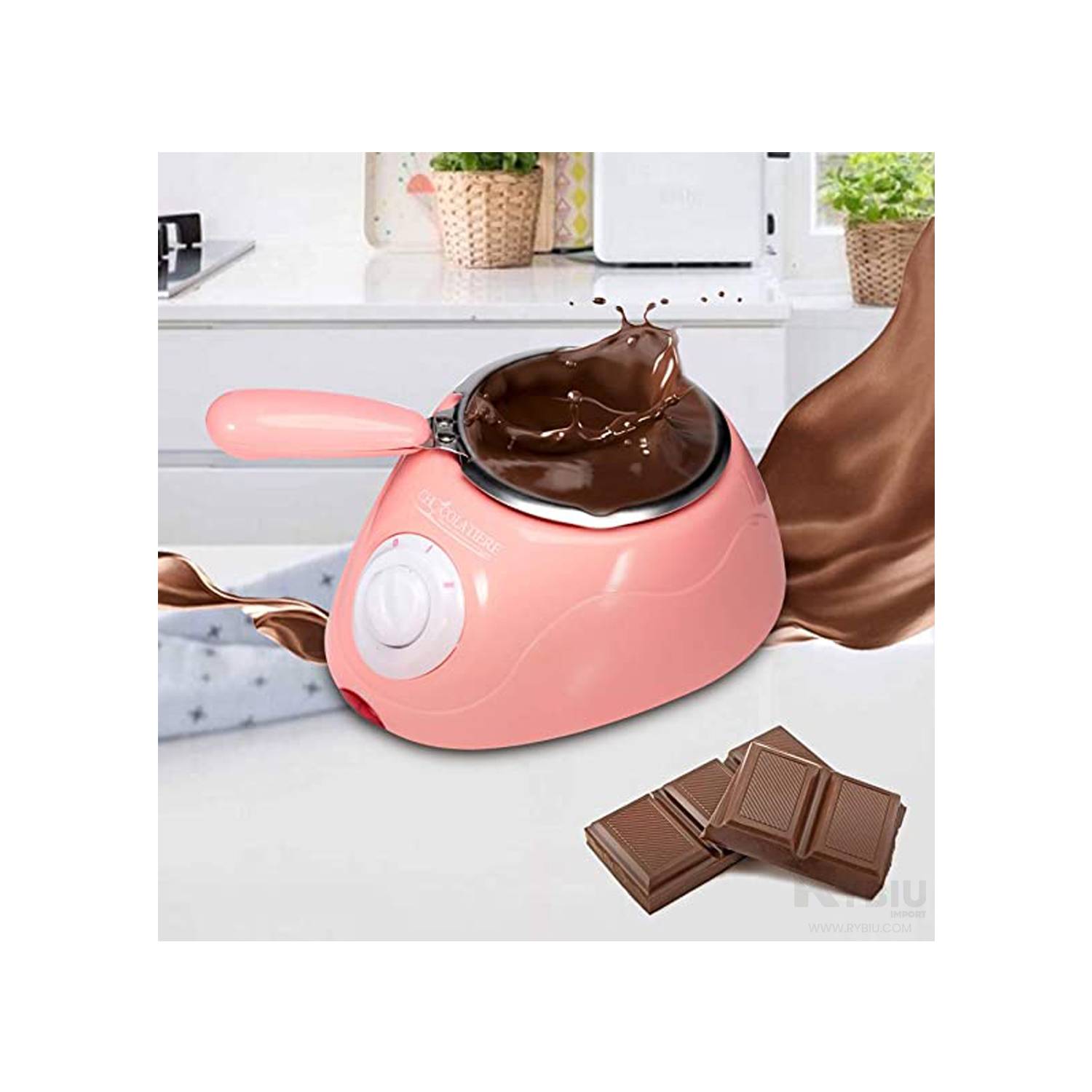 Olla Derretidora Chocolatera Electrica Rosado - Promart