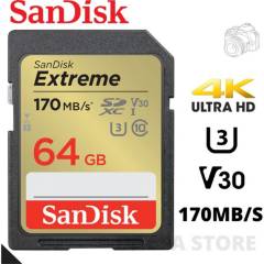 SANDISK - Tarjeta de memoria sandisk extreme sd 64gb uhs-i u3