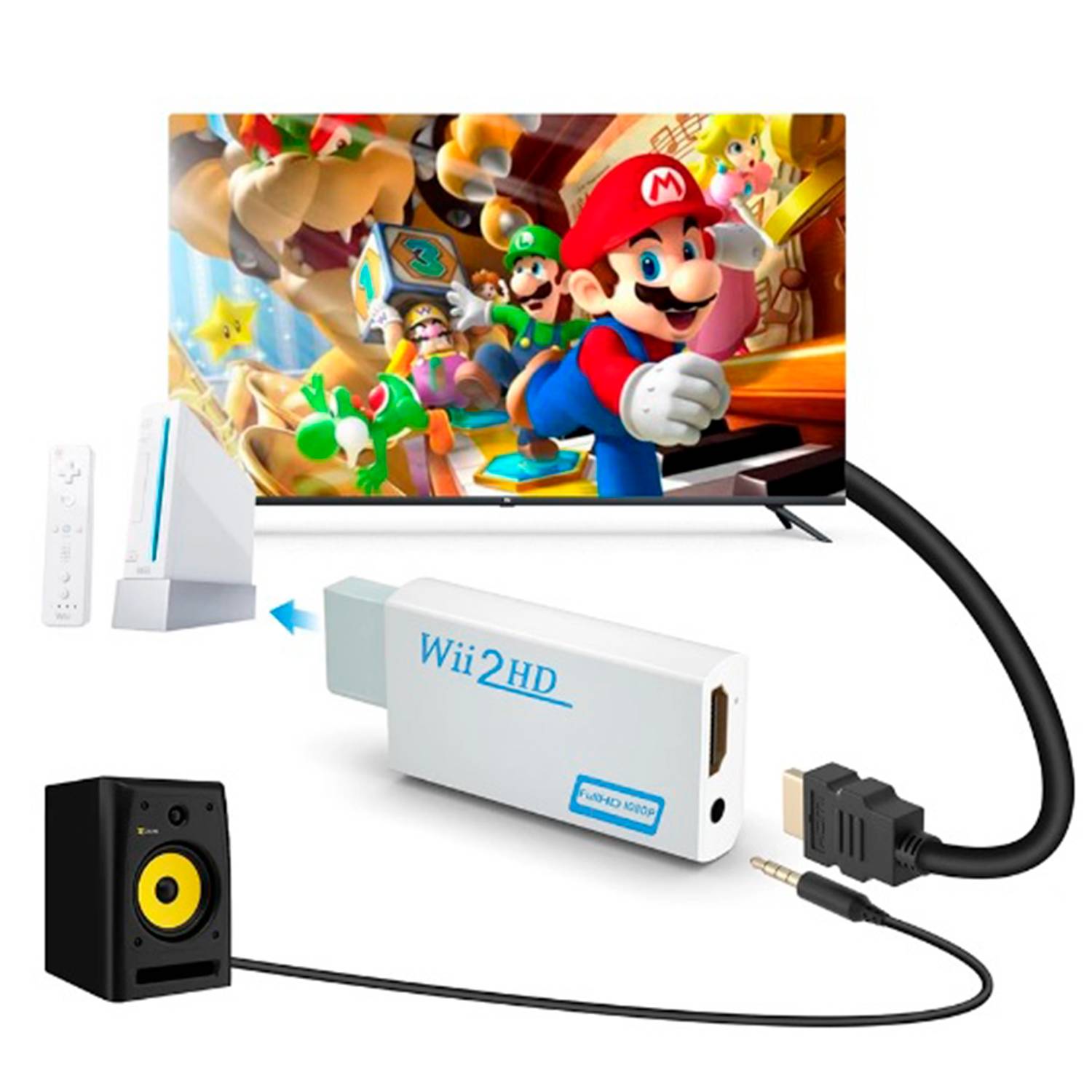 Wii hdmi convertidor adaptador wii a hdmi audio hdmi 1080p GENERICO