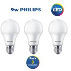 Foco led philips 9w ecohome / pack 3 unidades.