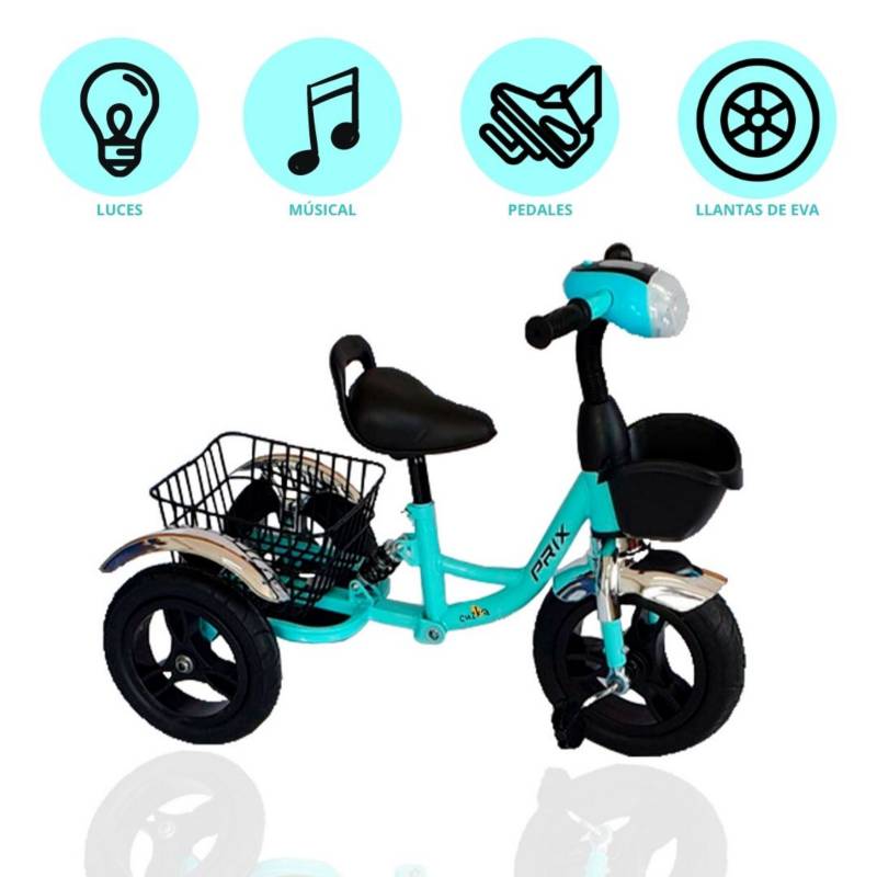 BABYGO - Triciclo Chavo Para Niños «CANASTO» Light Blue