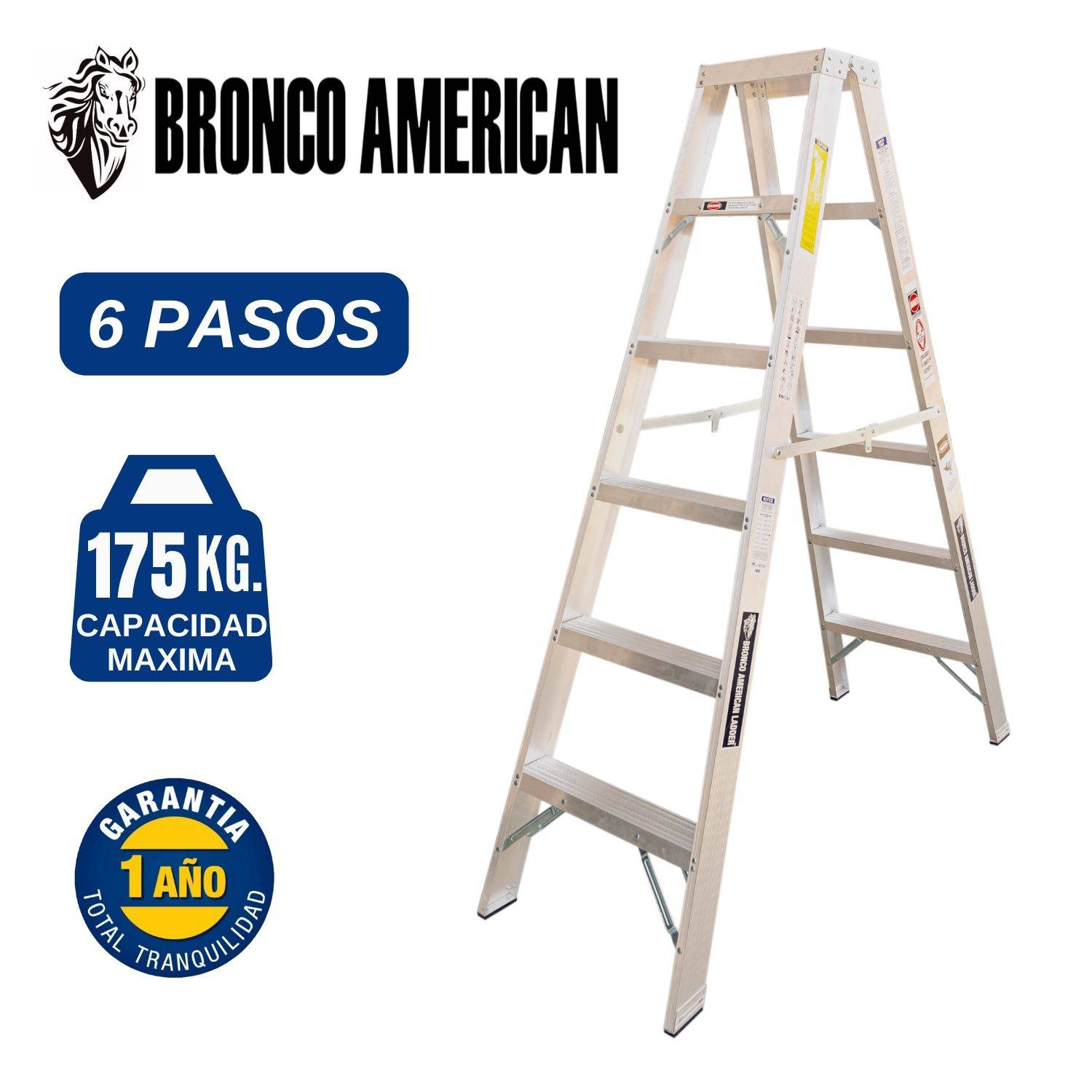 Escalera Aluminio Tijera 6 Pasos Doble Subida