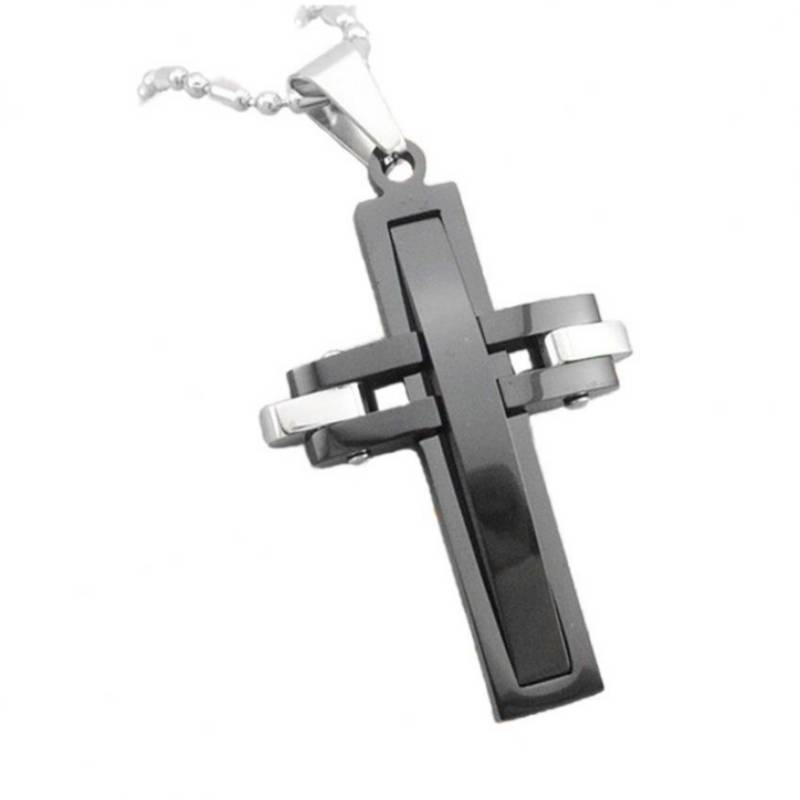 Collar cruz de hombre acero inoxidable 316l negra | falabella.com