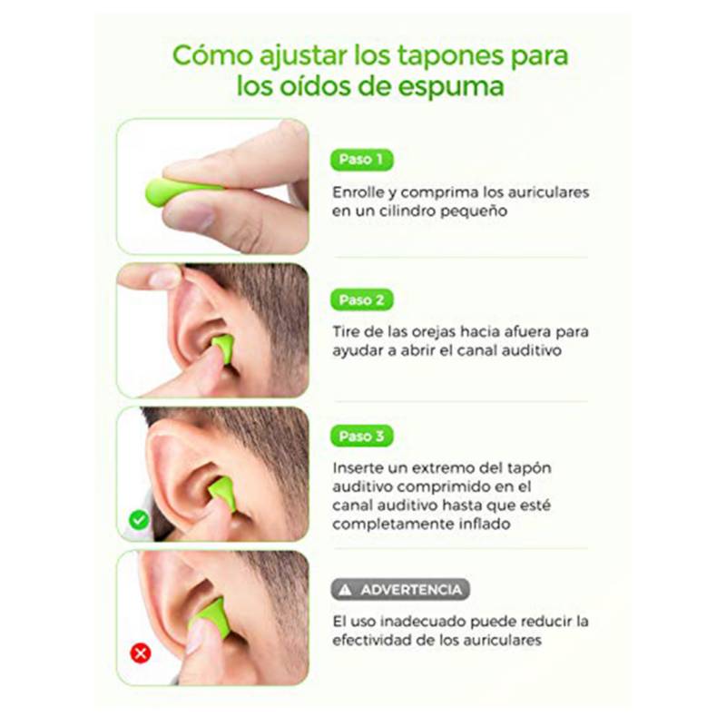 Instrucciones para saber cómo ponerse los tapones de oídos - Noton