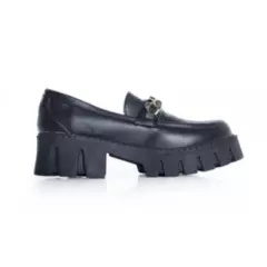 NONOS - Zapatos Mocasin Casual mujer MOC2 Chain Loafer negro cuero