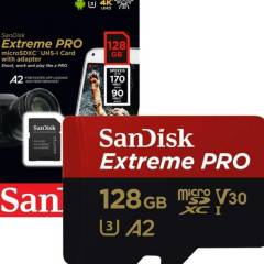 Sandisk memoria sd extreme pro a2 128gb 170mb 4k gopro