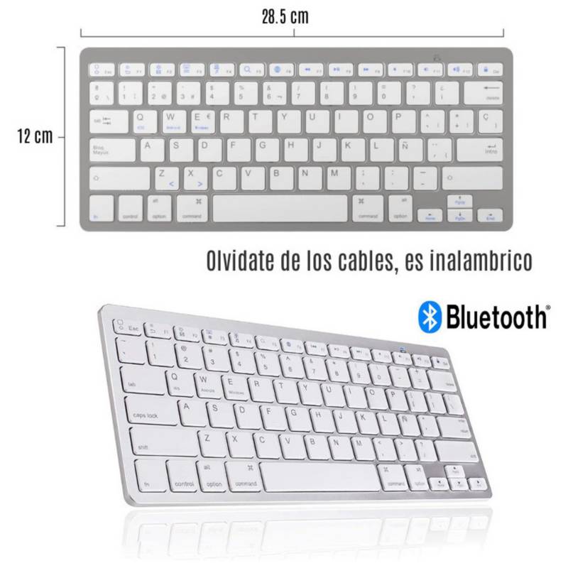 GENERICO Teclado Bluetooth Con Touchpad Mouse Para Tablet iPad Tv - Blanco