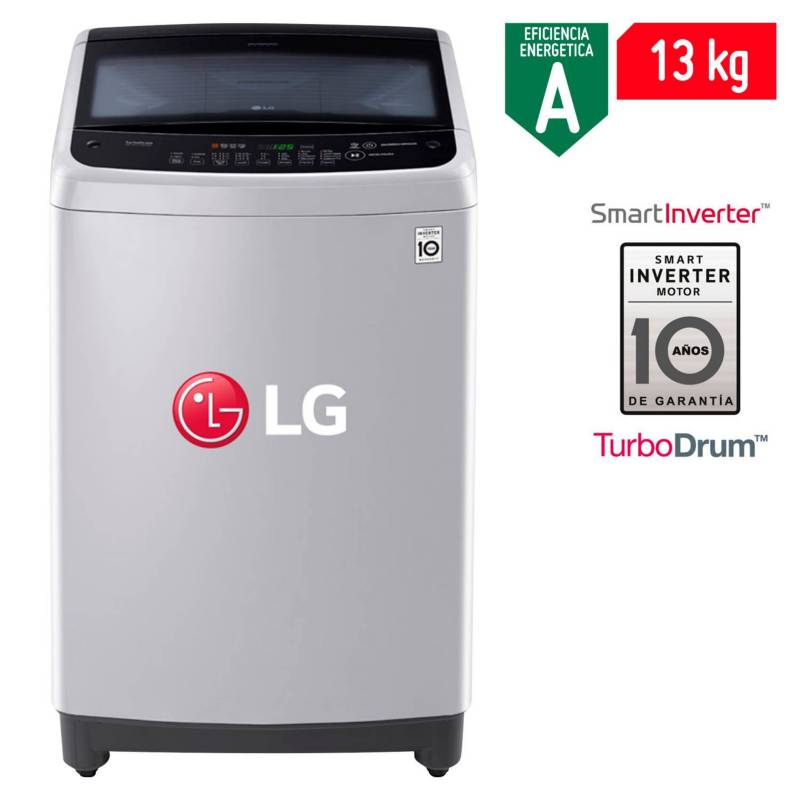 LG - Lavadora 13 Kg LG Carga superior Smart Inverter con TurboDrum TS1366NTP Gris