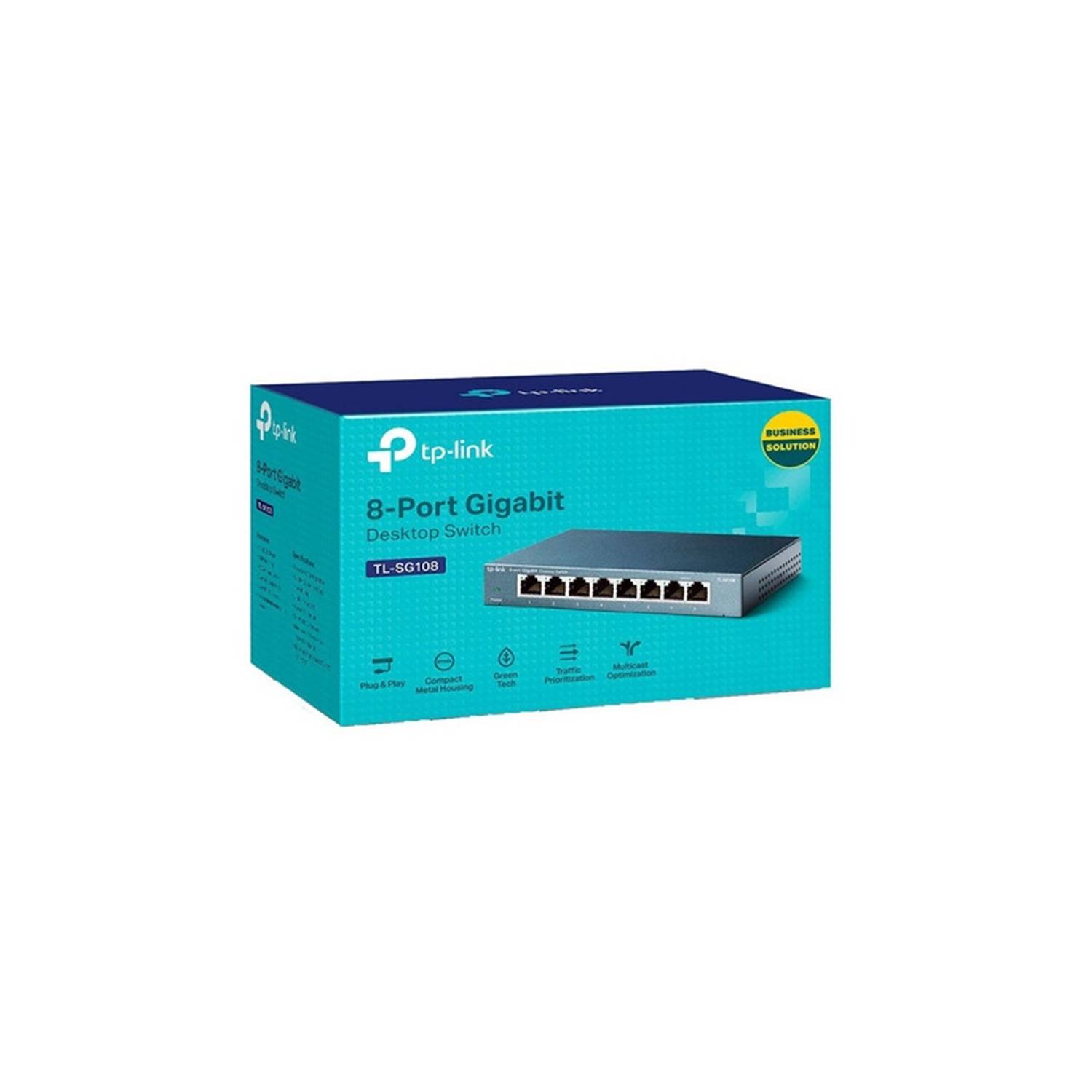 TP-LINK TL-SG108 Switch 8 Puertos Gigabit 10/100/1000 Mbps Metálico