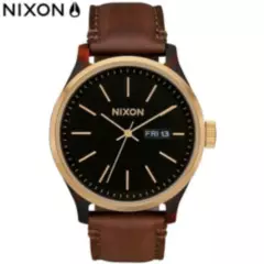 NIXON - Reloj Nixon Sentry Luxe A12633167 Fecha Correa de Cuero Marrón Negro