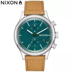 NIXON - Reloj Nixon Station A11632535 Fecha Cronómetro Cuero Beige Dial Verde