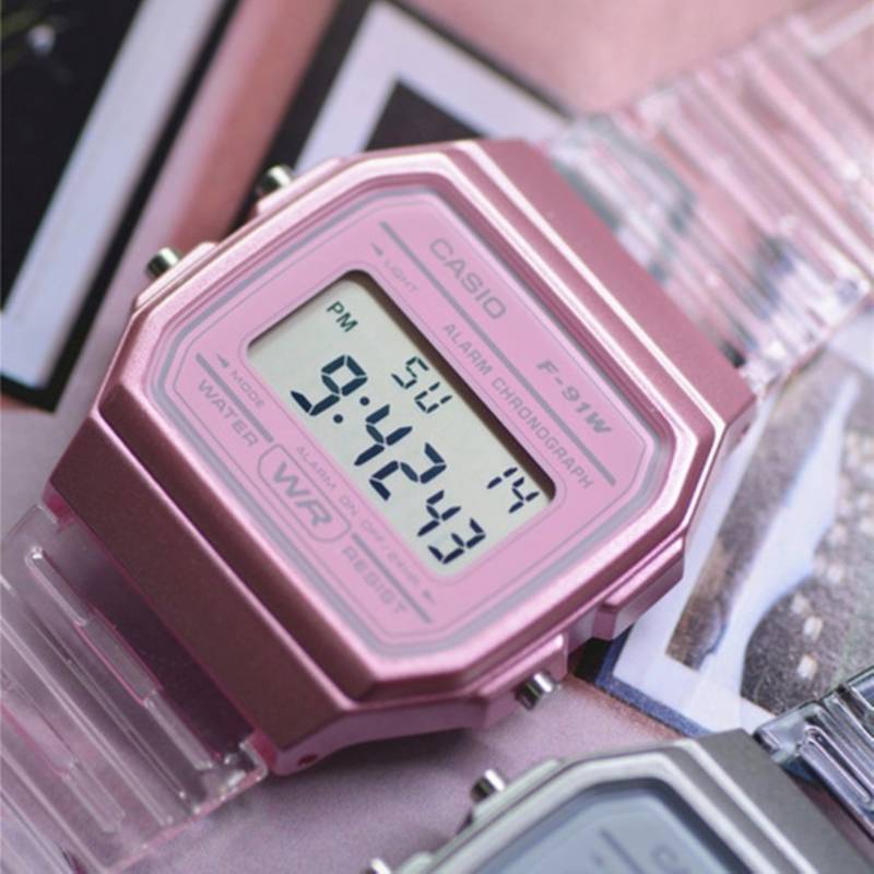 Reloj Casio F 91ws 4d Correa Resina Rosa CASIO