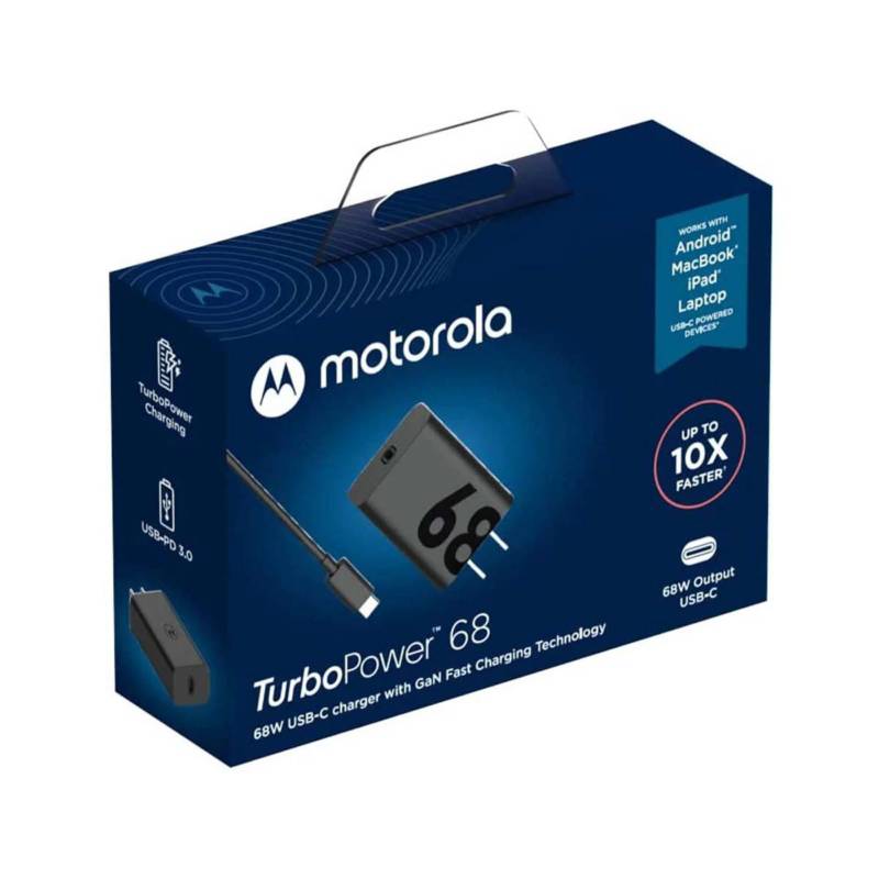 MOTOROLA - Cargador Motorola Tipo C Turbo Power 68W  Negro