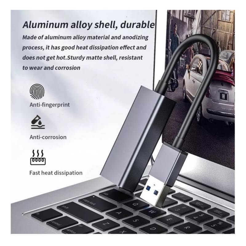 HUB USB 4 Puertos USB 3.0 de ALUMINIO para PC, Laptop y Android OEM