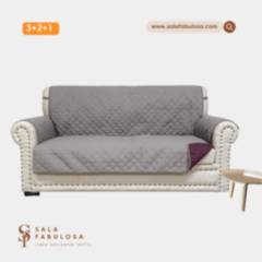 SALA FABULOSA - Protector de mueble impermeable 321 GRIS Color reversible Guinda