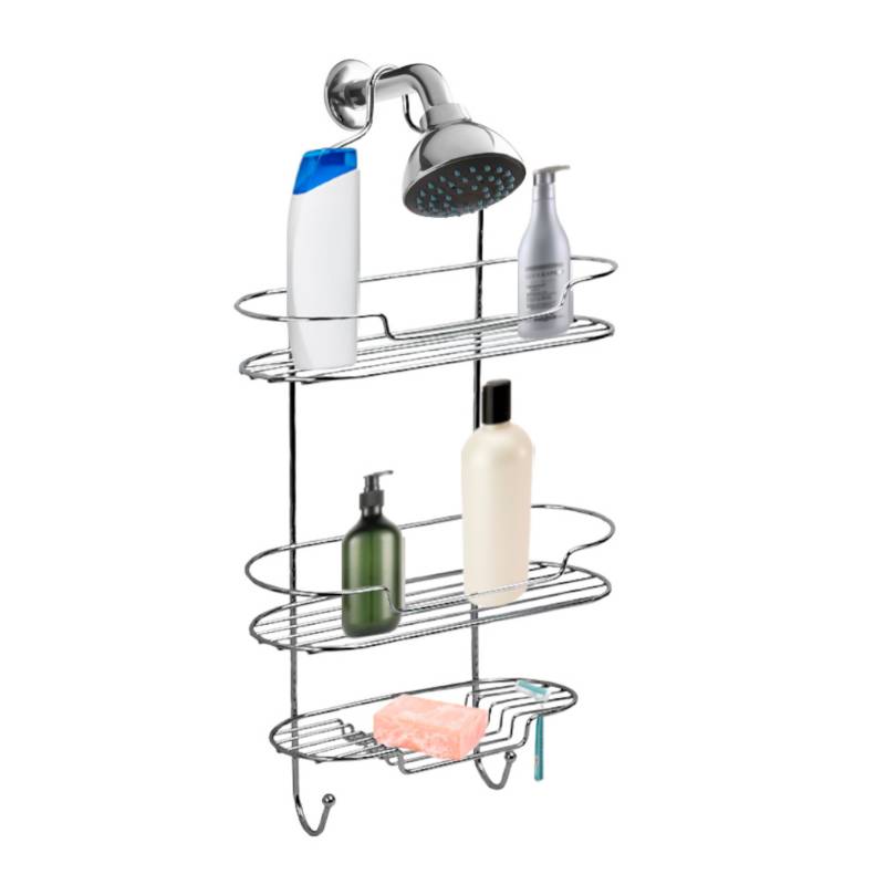 Estante de ducha, cesta de ducha, organizador con gancho, taquilla de baño,  2 uds.
