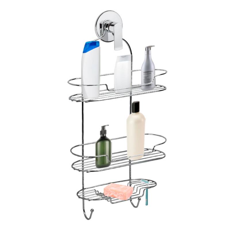 Estante Organizador Baño Ducha Metal Con Ganchos Colgante