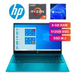 NOTEBOOK HP PAVILION 15-EH0010LA 15.6" FHD AMD RYZEN 7 4700U, 8GB RAM, 512GB SSD M.2