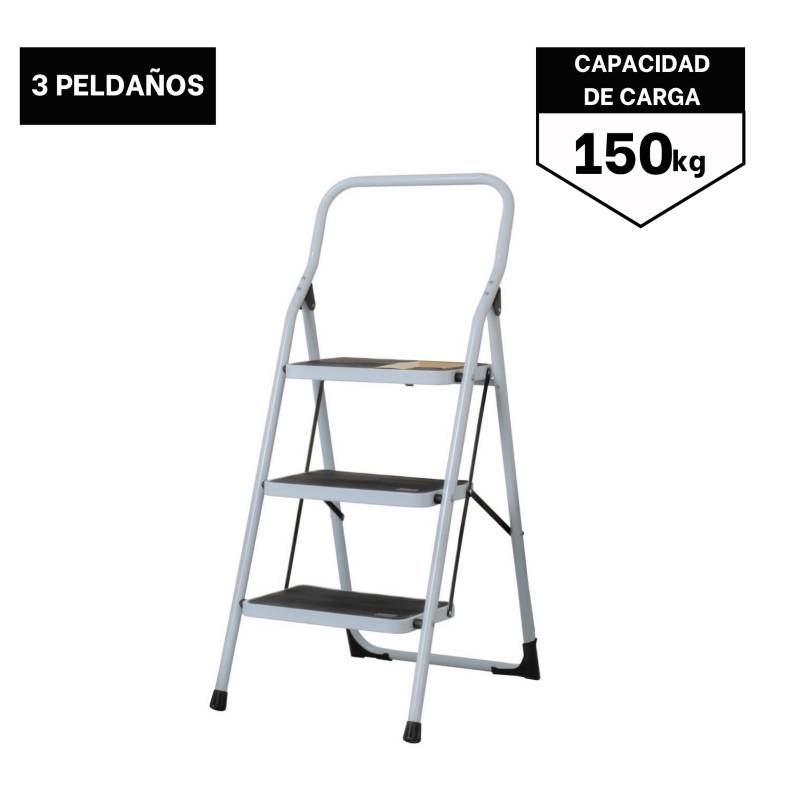 Escalera tubular, plegable, 3 peldaños, Pretul – Ferreteria la Obra