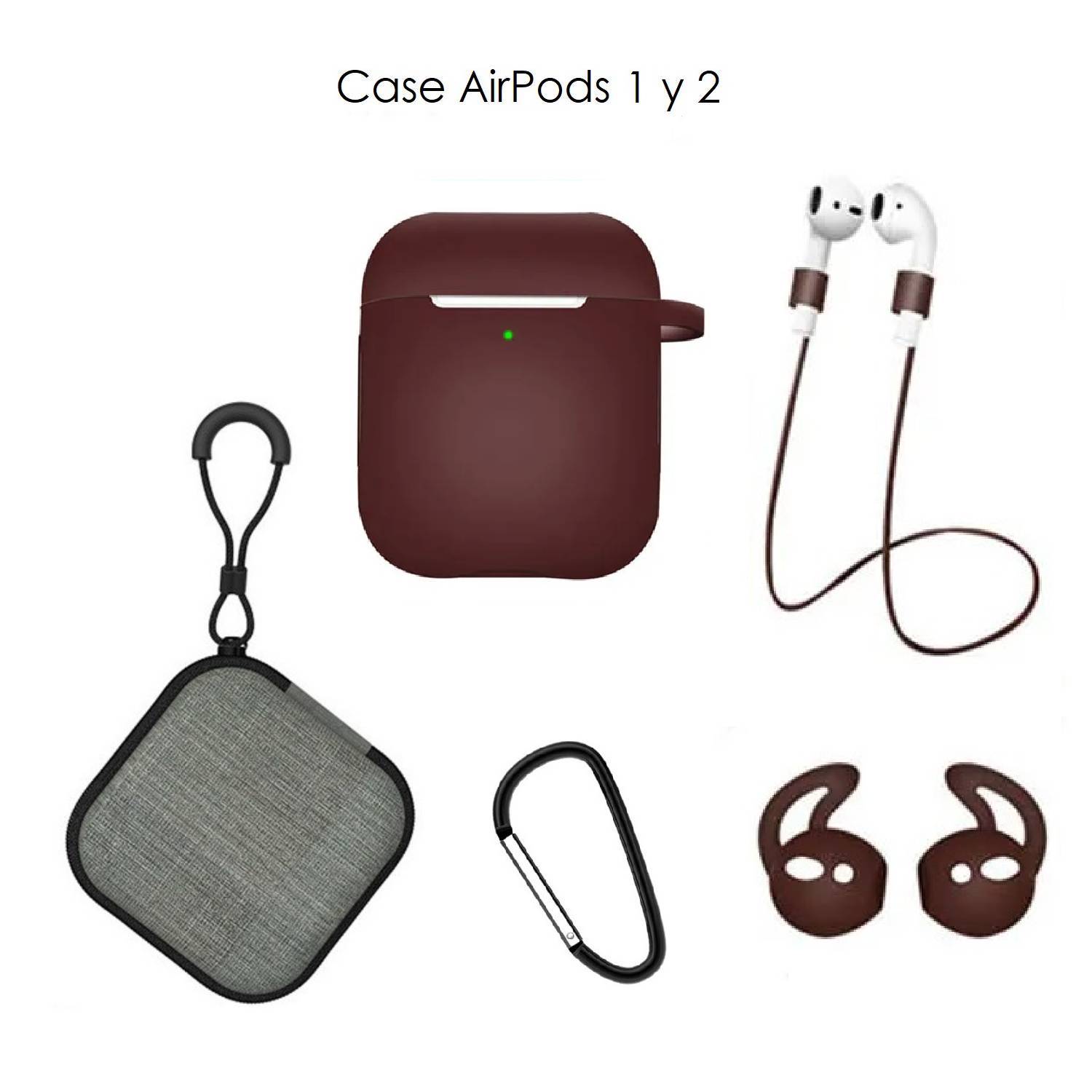 Case Estuche Funda Protector para Apple AirPods - Kit 5 En 1 - AZUL EL OEM