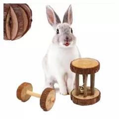 GENERICO - Juguete madera natural para conejo hamster roedores - Rueda