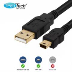 Cable USB 2.0 a Mini USB V3 5 pines 1.8 Metros con Filtro Trautech