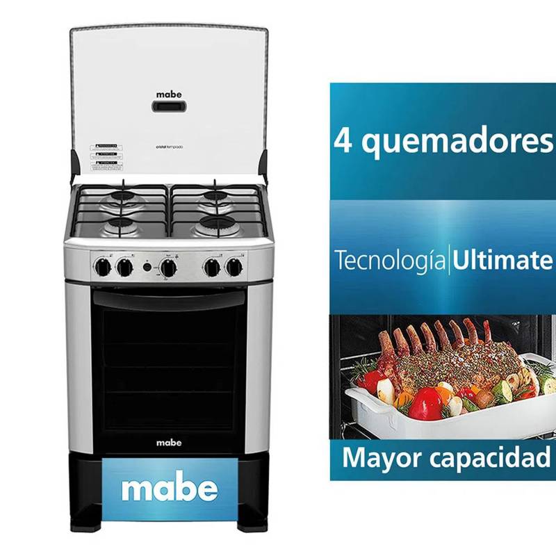MABE - Cocina Mabe a Gas De Pie 4 Hornillas Inoxidable CMP6010AG0 silver