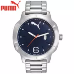 PUMA - Reloj Puma Nevermind PU104261003 Fecha Acero Inoxidable Plateado Azul