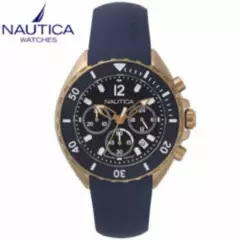 NAUTICA - Reloj Nautica NWP NAPNWP007 Cronómetro Correa de Silicona Bronce Azul