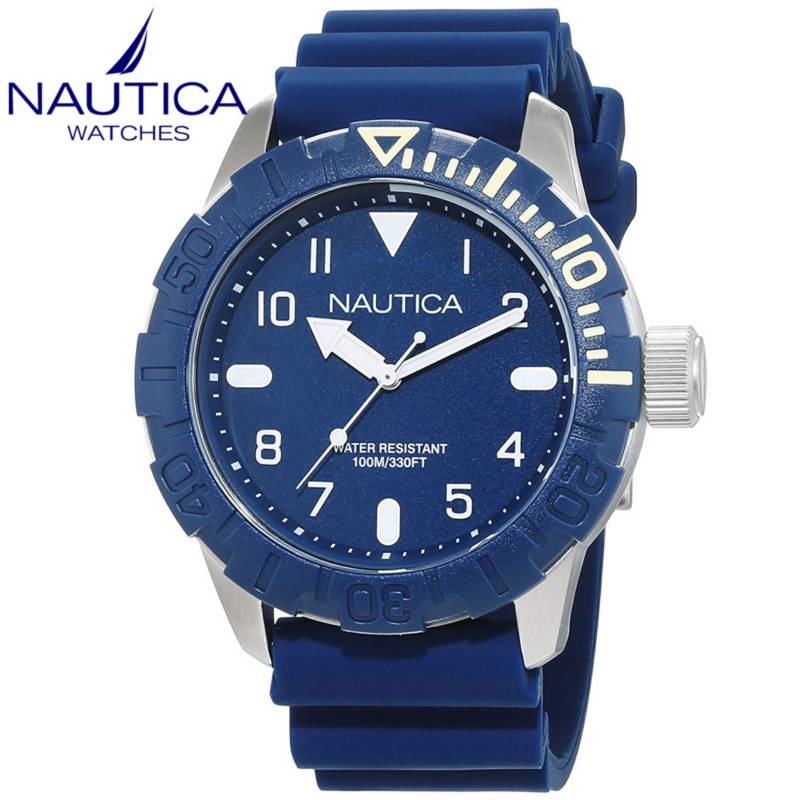 Reloj Nautica NSR Acero Plateado Correa de Silicona Azul NAUTICA falabella.com