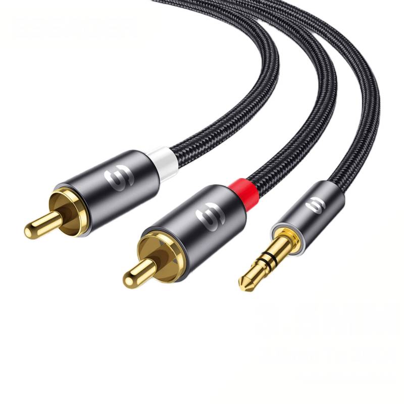 Cable Adaptador Audio 2 Rca a 1 jack 3.5mm - 2m Alta Fidelidad ESSAGER
