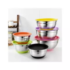 GRETAIL - Bowls De Acero 14 Piezas Con Base Silicona Tapa De Colores