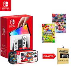 Nintendo Switch Oled Blanco - Estuche edicion Mario Odyssey - 2 juegos - Regalo