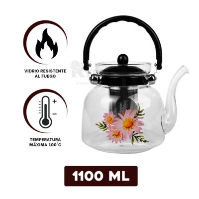 GENERICO Tetera Infusor De Vidrio Para Té Infusiones 1100 Ml