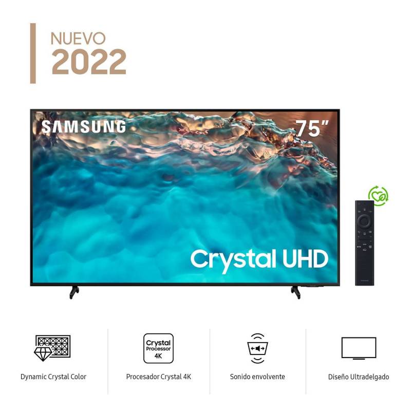 SAMSUNG - Televisor Samsung 75 SMART TV Crystal UHD 4K UN75BU8000GXPE