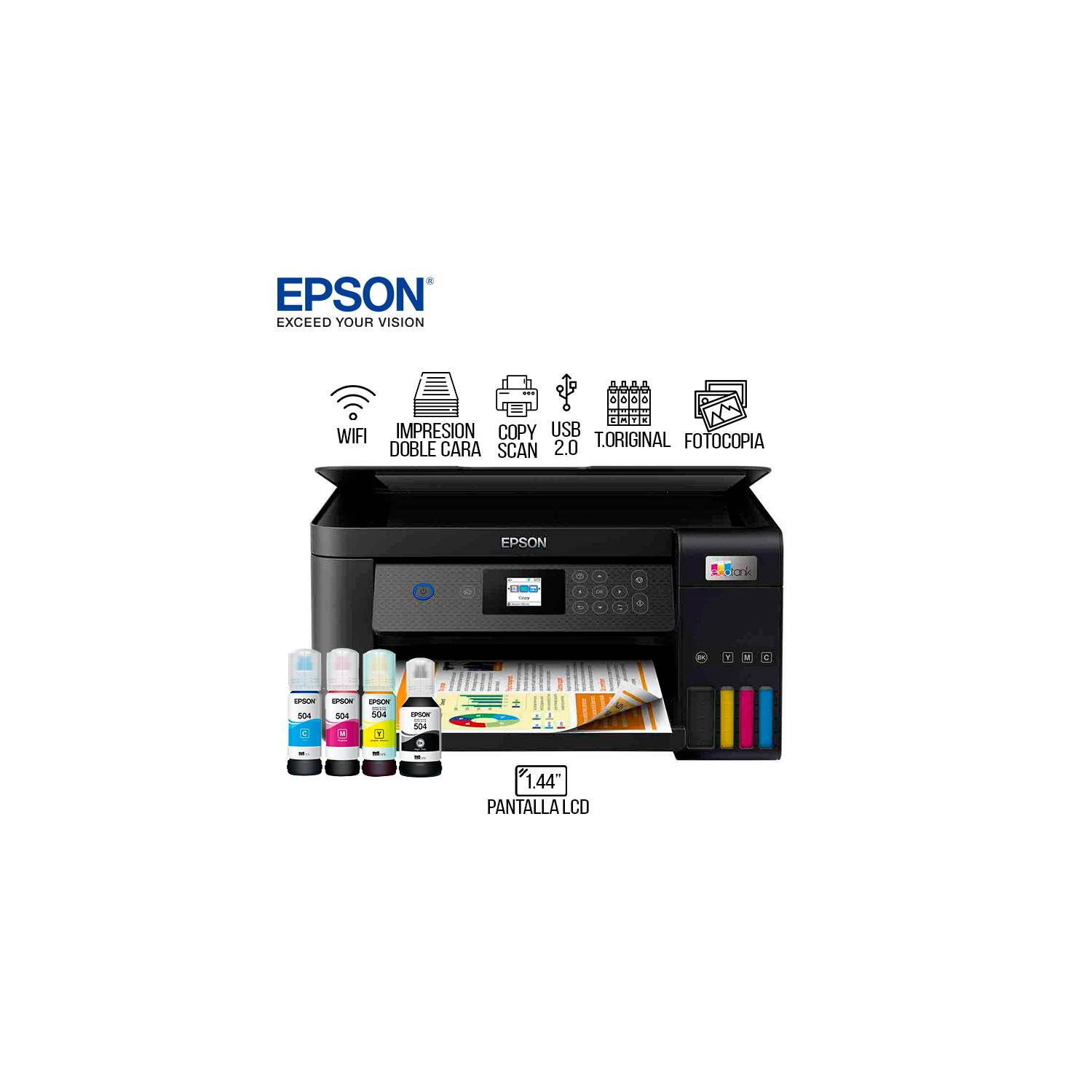 Impresora Multifuncional Epson Ecotank L4260 conexión USB y Wi Fi,  impresión automática a doble cara