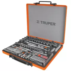 TRUPER - Juego 135 herramientas 1/4"  3/8" y 1/2" std y mm p/mecánico