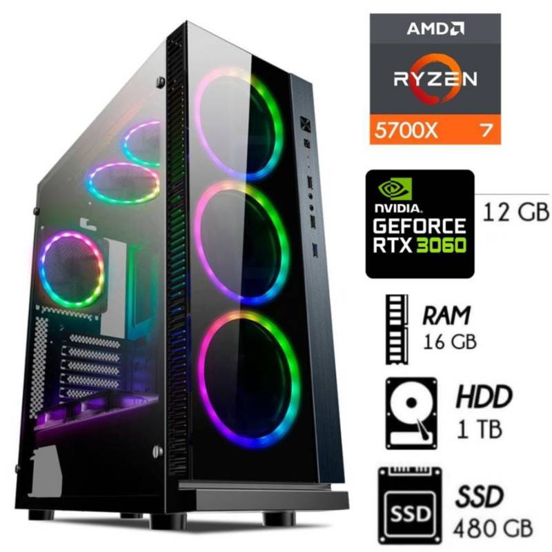 PC avec AMD Ryzen 7 5700X, 16Go