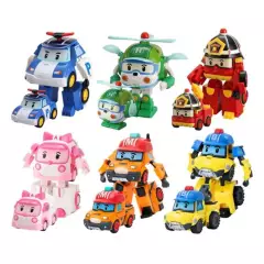 GENERICO - 6 en 1 robocar poli transformación robot car toys set
