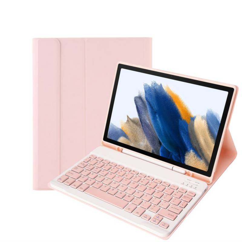 RENVMEXY - Funda con teclado para tablet samsung tab a8 2021 rosa