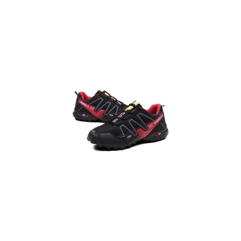 VATYERTY - Zapatillas de senderismo para hombre-negro con rojo