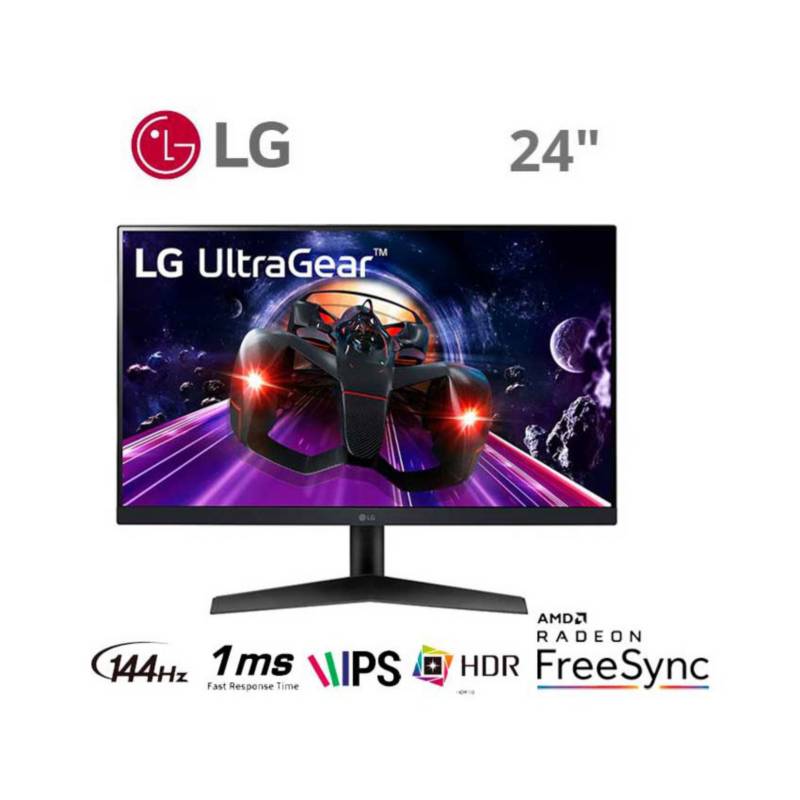 LG - Monitor lg ultragear 24gn60r-b, 24” full hd ips 144hz, hdmi / dp